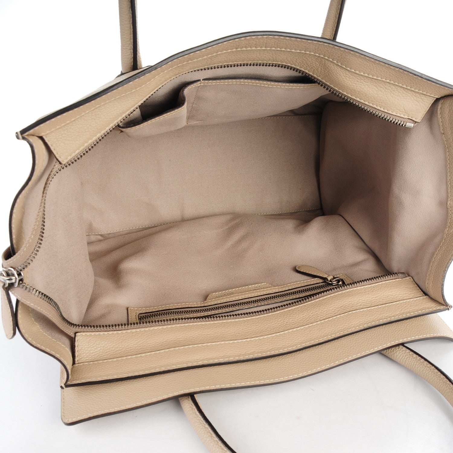Celine Drummed Calfskin Shoulder Luggage Dune 5 of 10