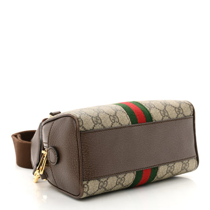 Gucci GG Supreme Monogram Textured Dollar Calfskin Web Mini Ophidia Top Handle Bowler Bag Beige Ebony New Acero 4 of 11