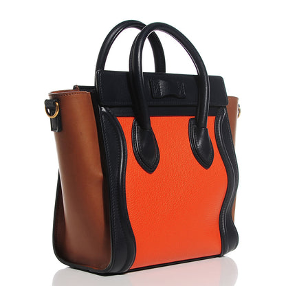 Celine Drummed Calfskin Nano Tri-Color Luggage Bright Orange 3 of 8