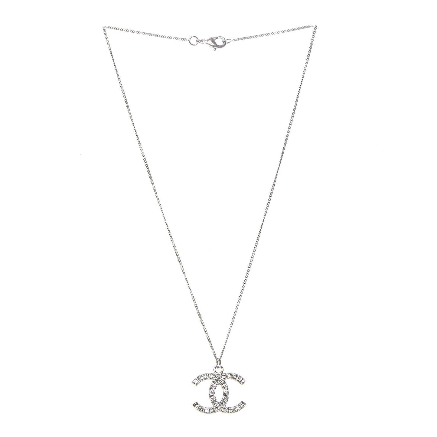 Baguette Crystal CC Necklace Silver