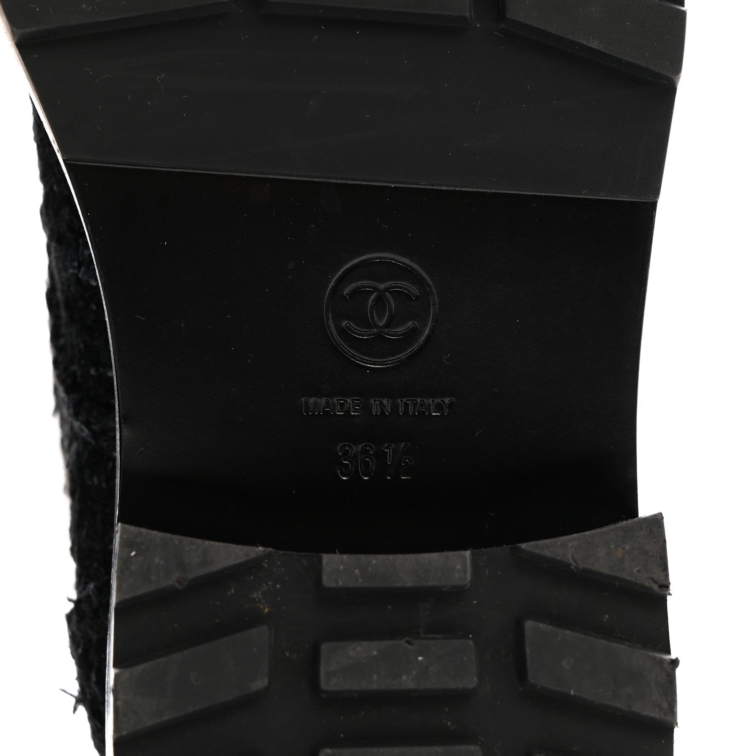 Chanel Tweed Patent Calfskin Pearl Combat Short Boots 36.5 Black Grey Blue 6 of 9