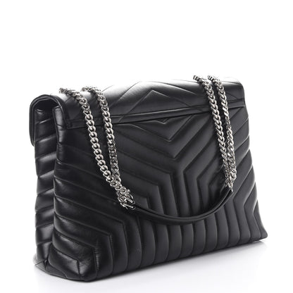 Saint Laurent Calfskin Y Quilted Monogram Large Loulou Chain Satchel Black 3 of 10