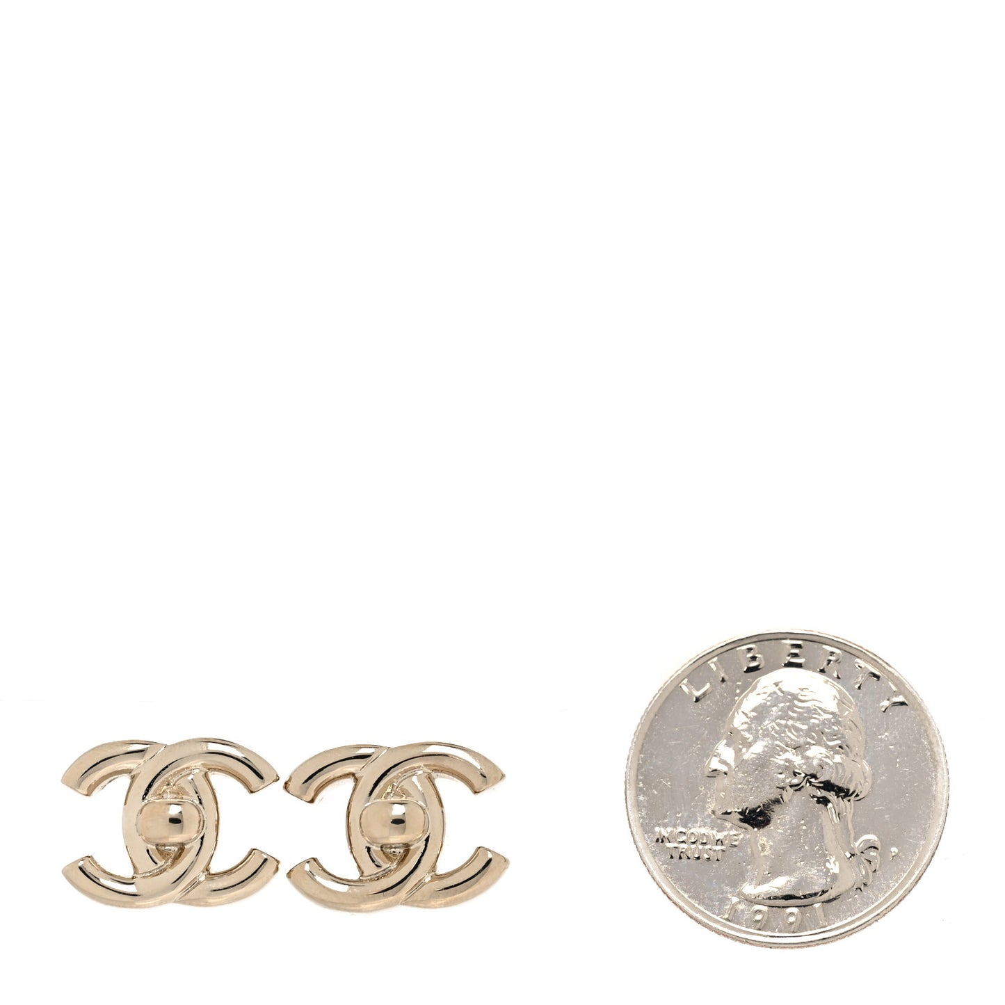 Metal CC Turnlock Earrings Gold