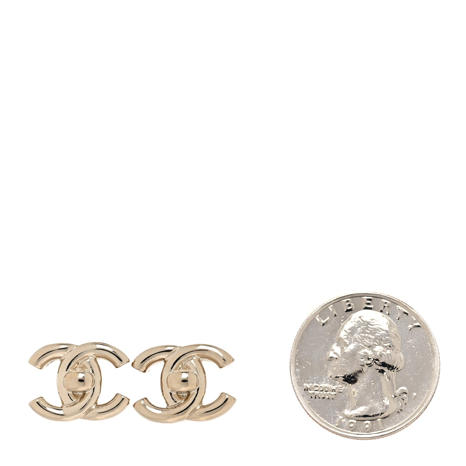 Chanel Metal CC Turnlock Earrings Gold 2 of 5