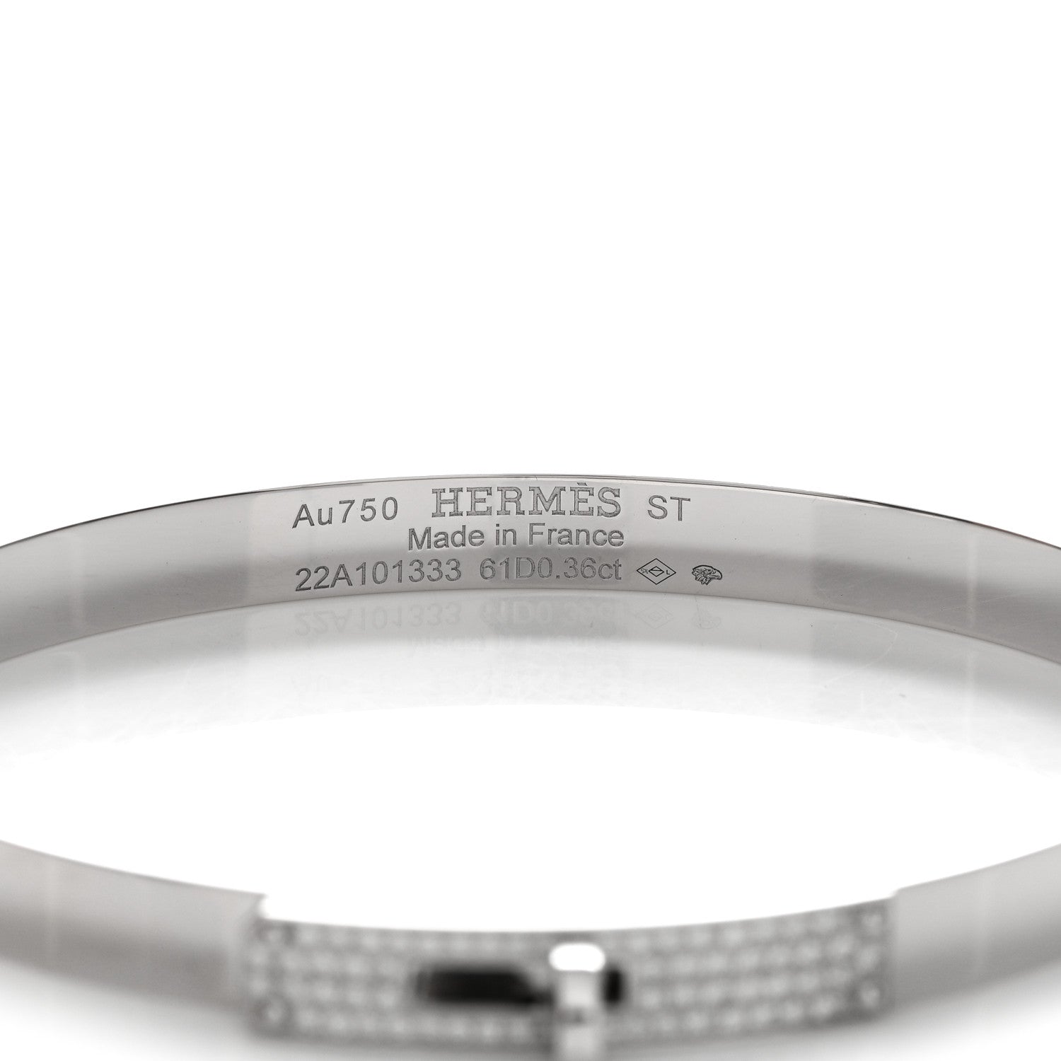 Hermes 18K White Gold Diamond PM Kelly Pave Bracelet ST 3 of 4