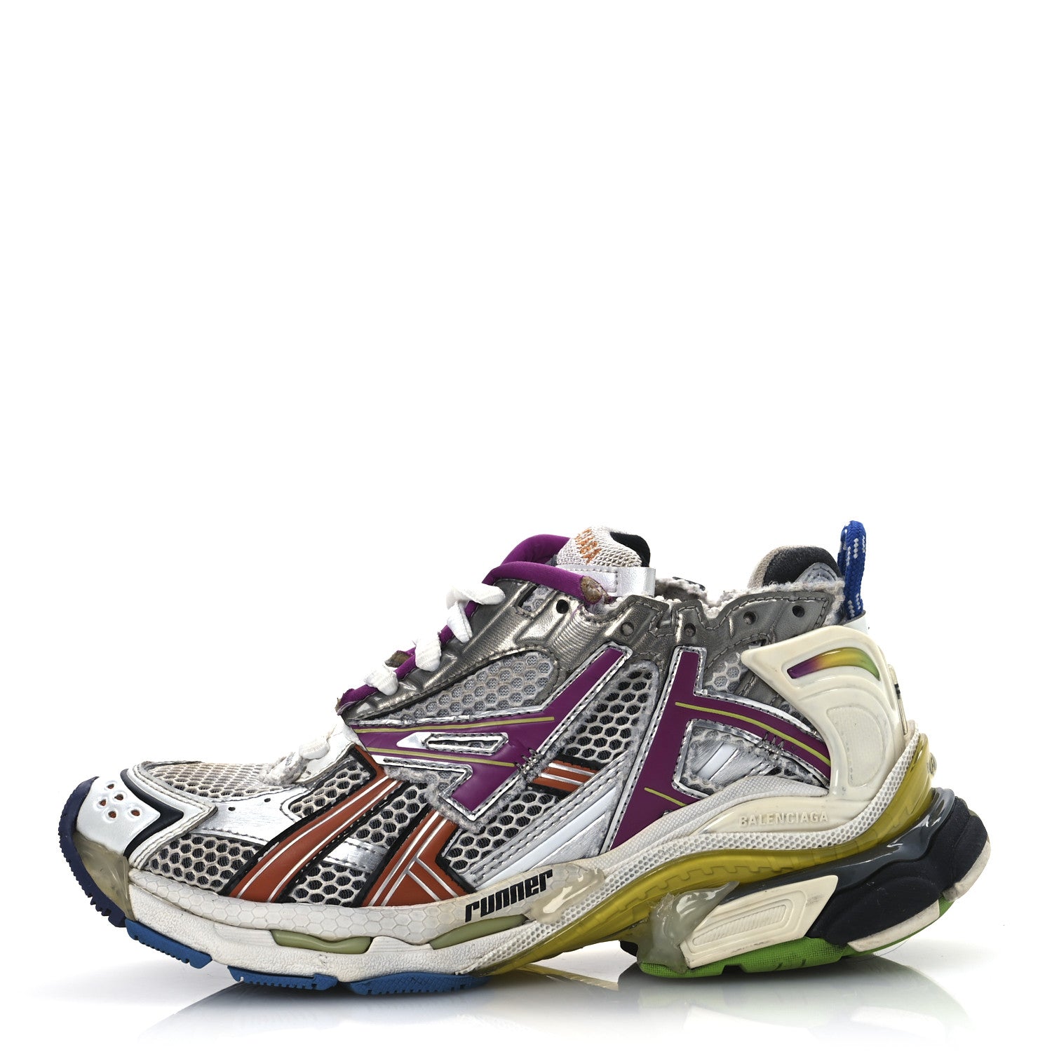 Balenciaga Mesh Rubber Womens Runner Sneakers 37 Multicolor 1 of 16