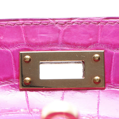 Hermes Shiny Niloticus Crocodile Kelly Cut Pochette Rose Scheherazade 21 of 21