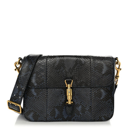 Gucci Snakeskin Small Jackie Shoulder Bag Blue 1 of 14
