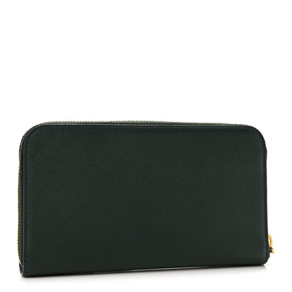 Prada Saffiano Metal Zip Around Wallet Smeraldo 3 of 11