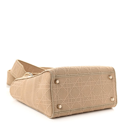 Christian Dior Canvas Embroidered Cannage Medium Lady D-Lite Beige 4 of 10