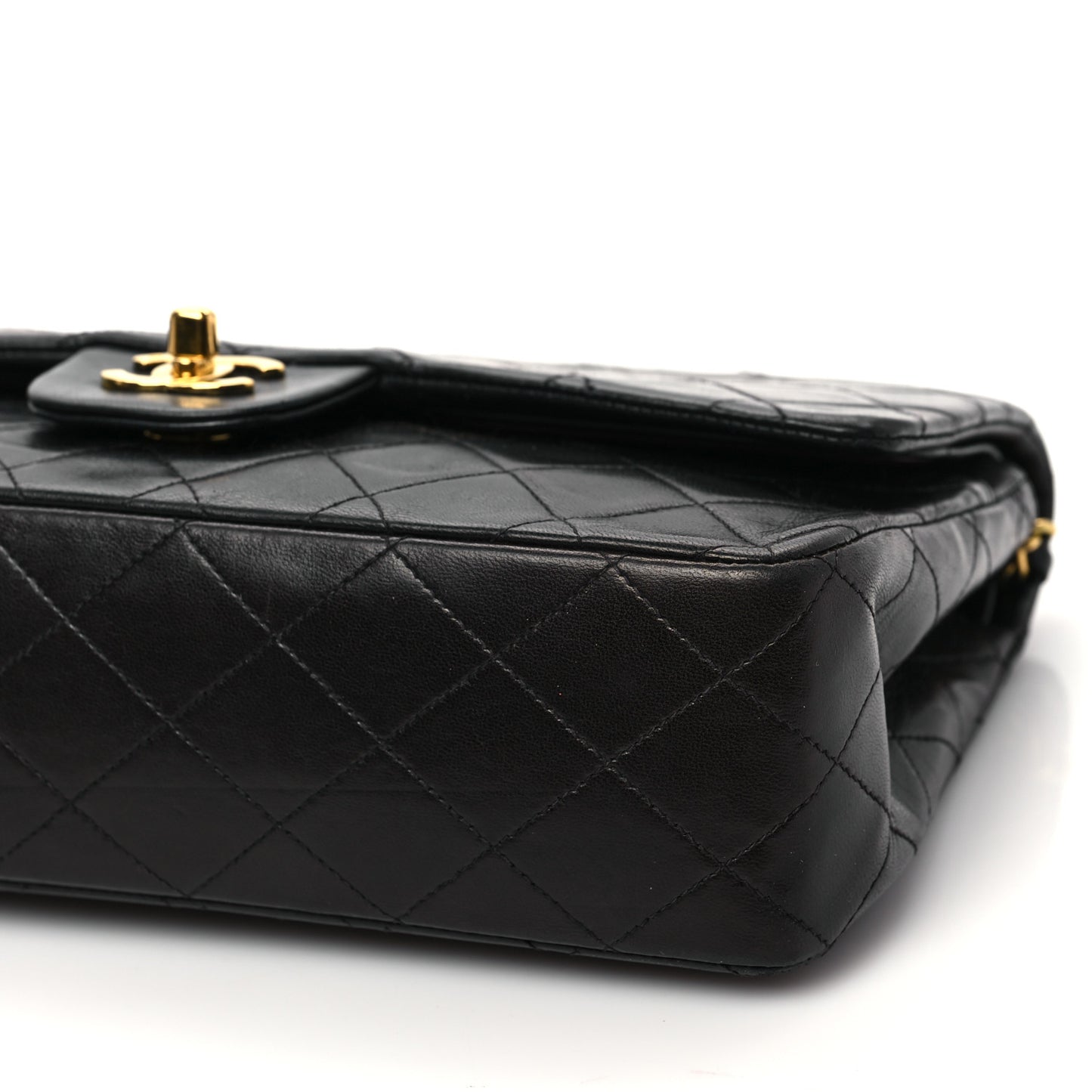 Lambskin Quilted Medium Double Flap Black