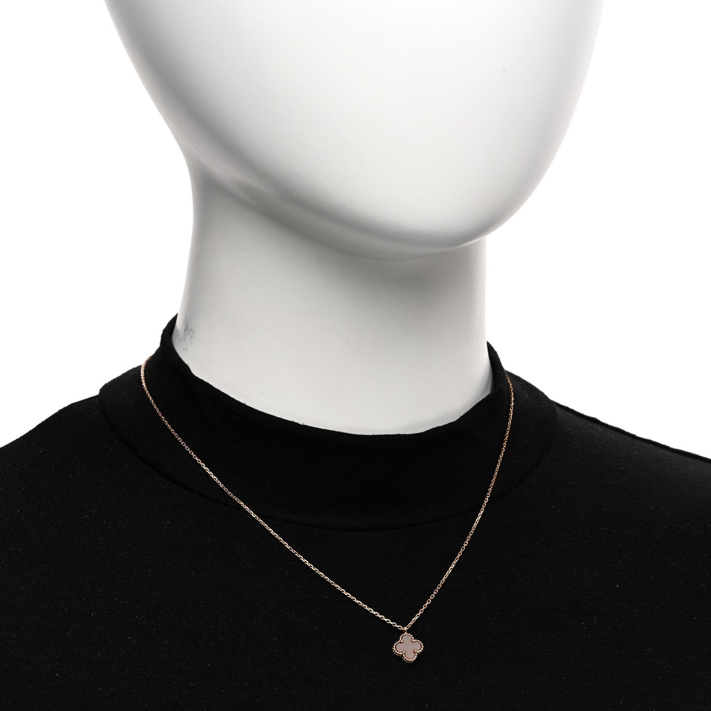 18K Rose Gold Carnelian Sweet Alhambra Pendant Necklace