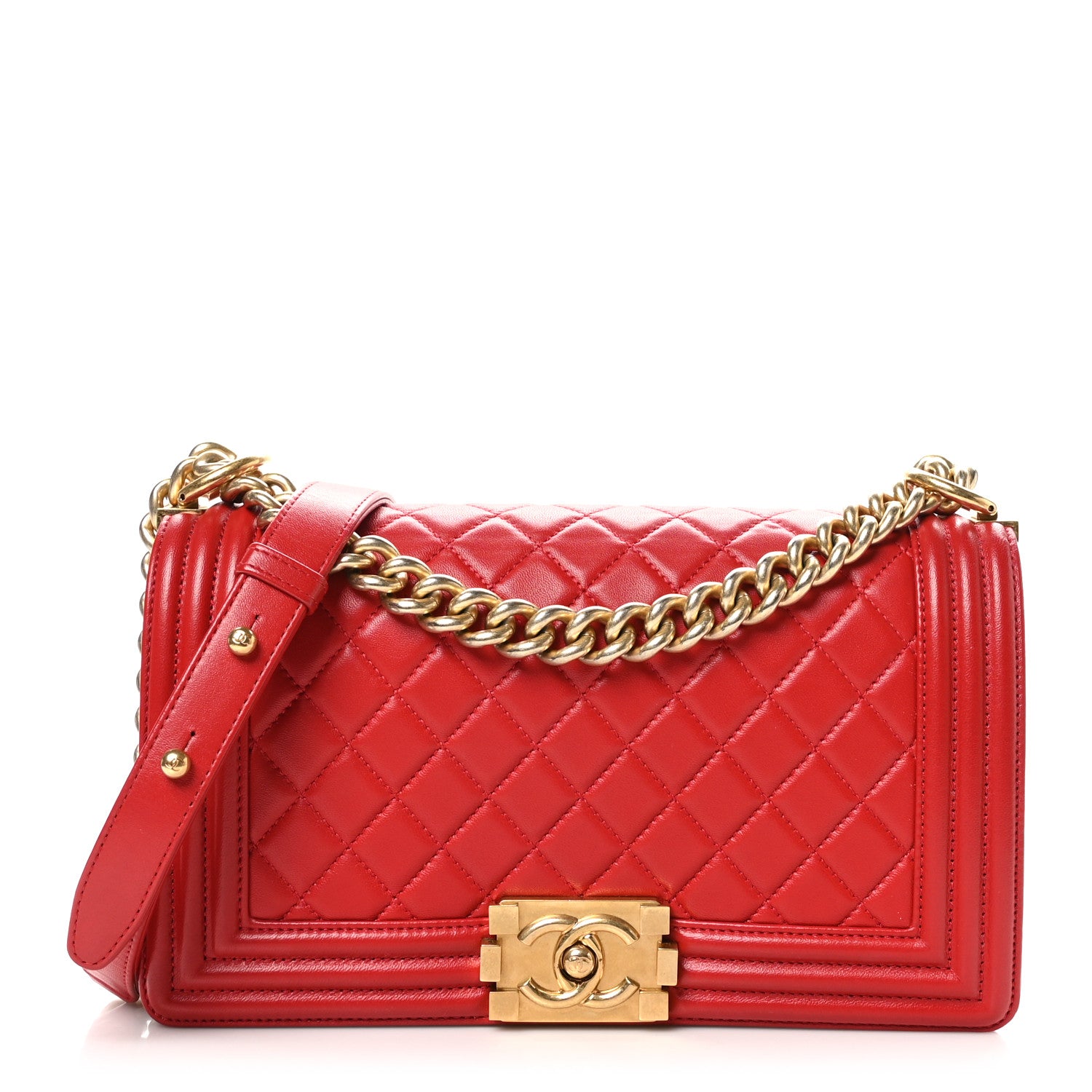 Chanel Lambskin Quilted Medium Boy Flap Red 1 of 12