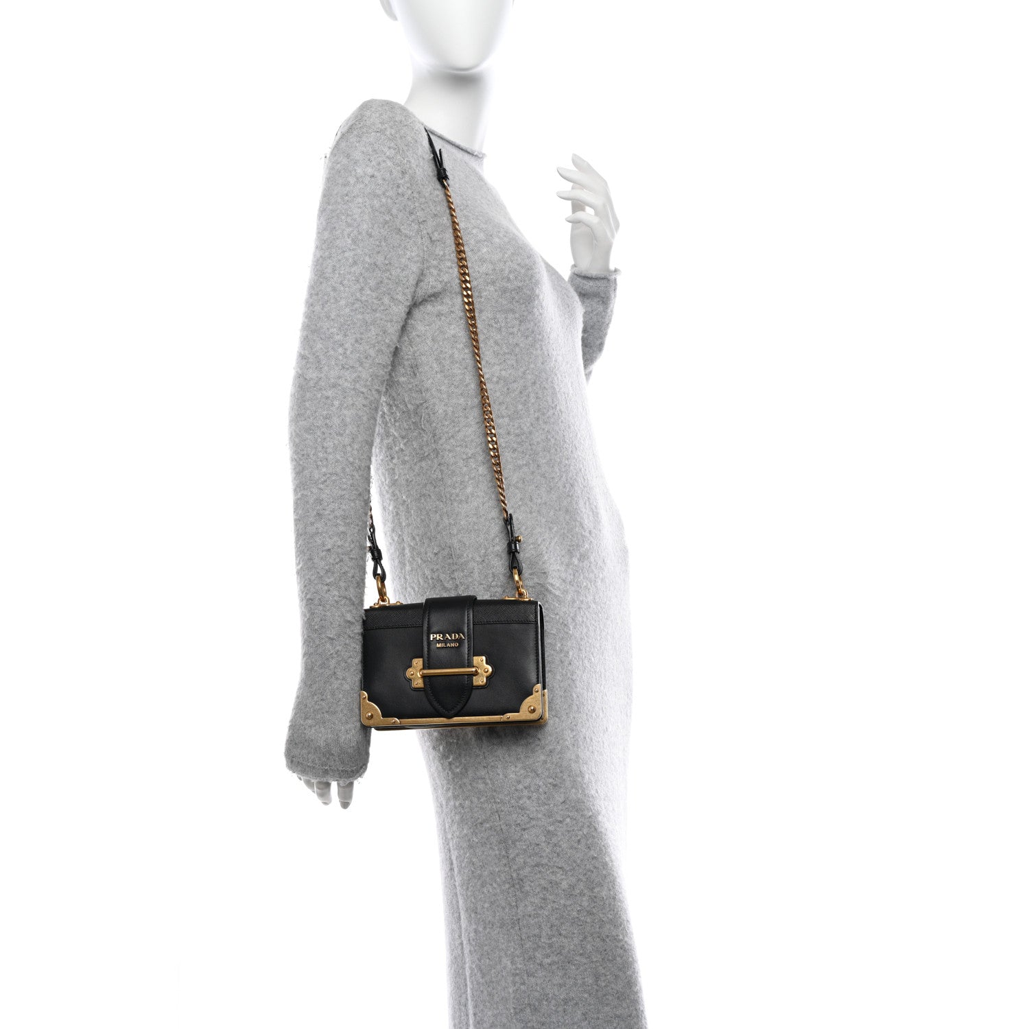 Prada City Calf Saffiano Cahier Bag Black 2 of 10