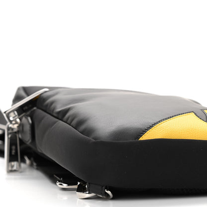 Fendi Nylon Vitello Grace Cruise Corner Bugs Sling Bag Black Sunflower 9 of 11