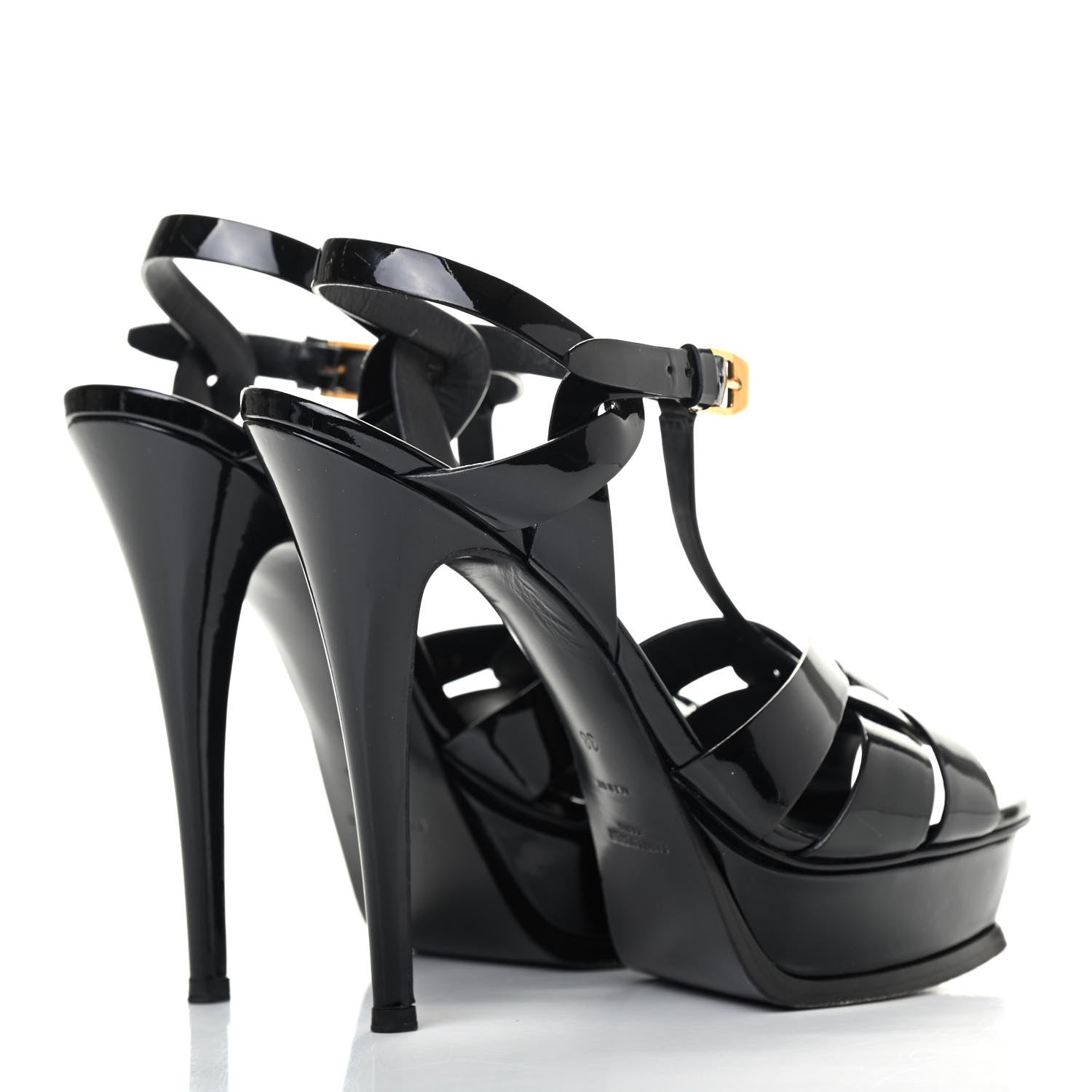 Saint Laurent Patent Tribute 105 Platform Sandals 38 Black 3 of 4