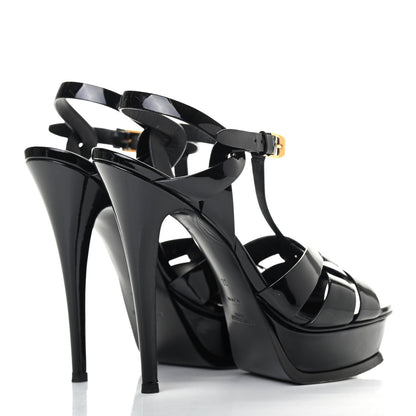 Saint Laurent Patent Tribute 105 Platform Sandals 38 Black 3 of 4