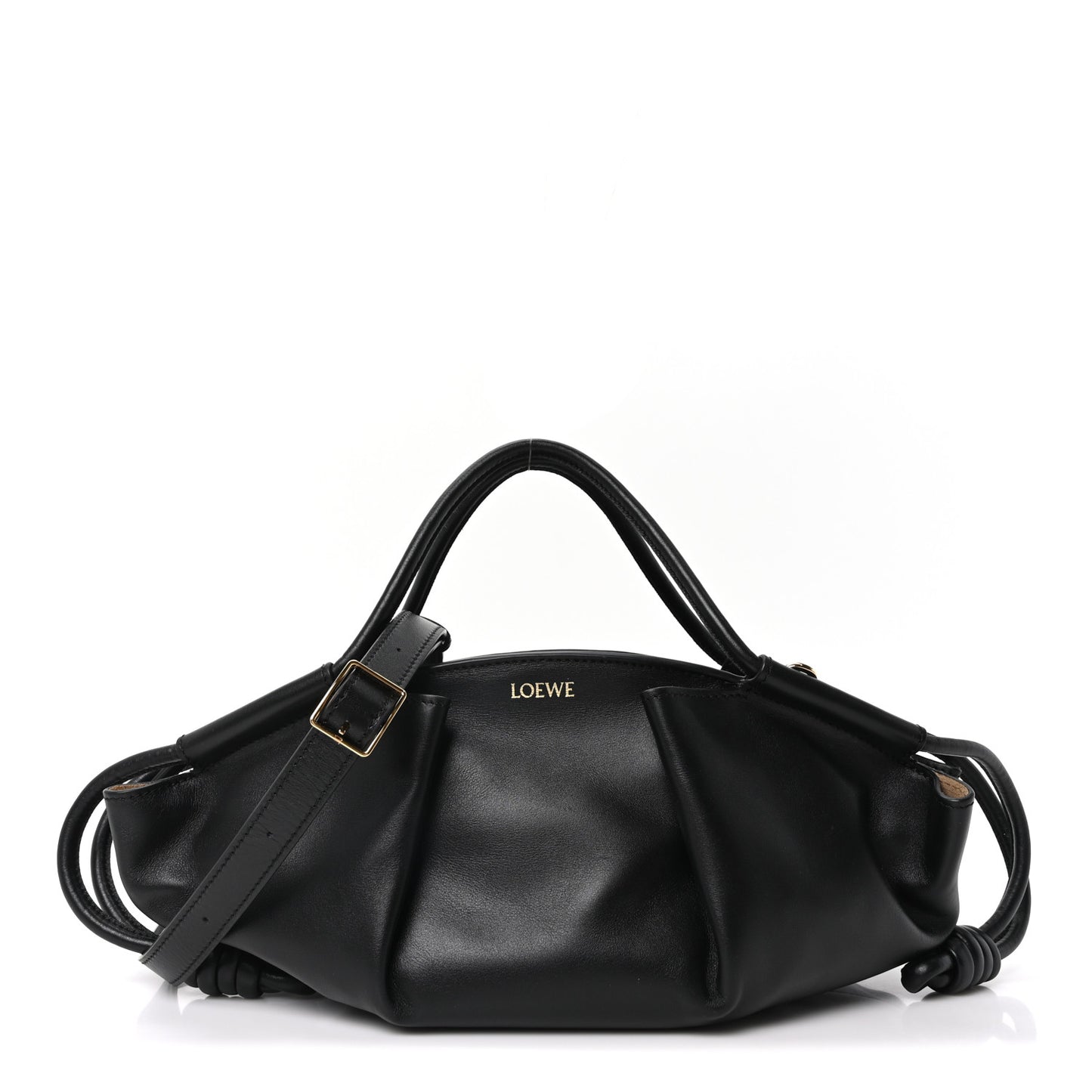 Shiny Nappa Calfskin Small Paseo Bag Black