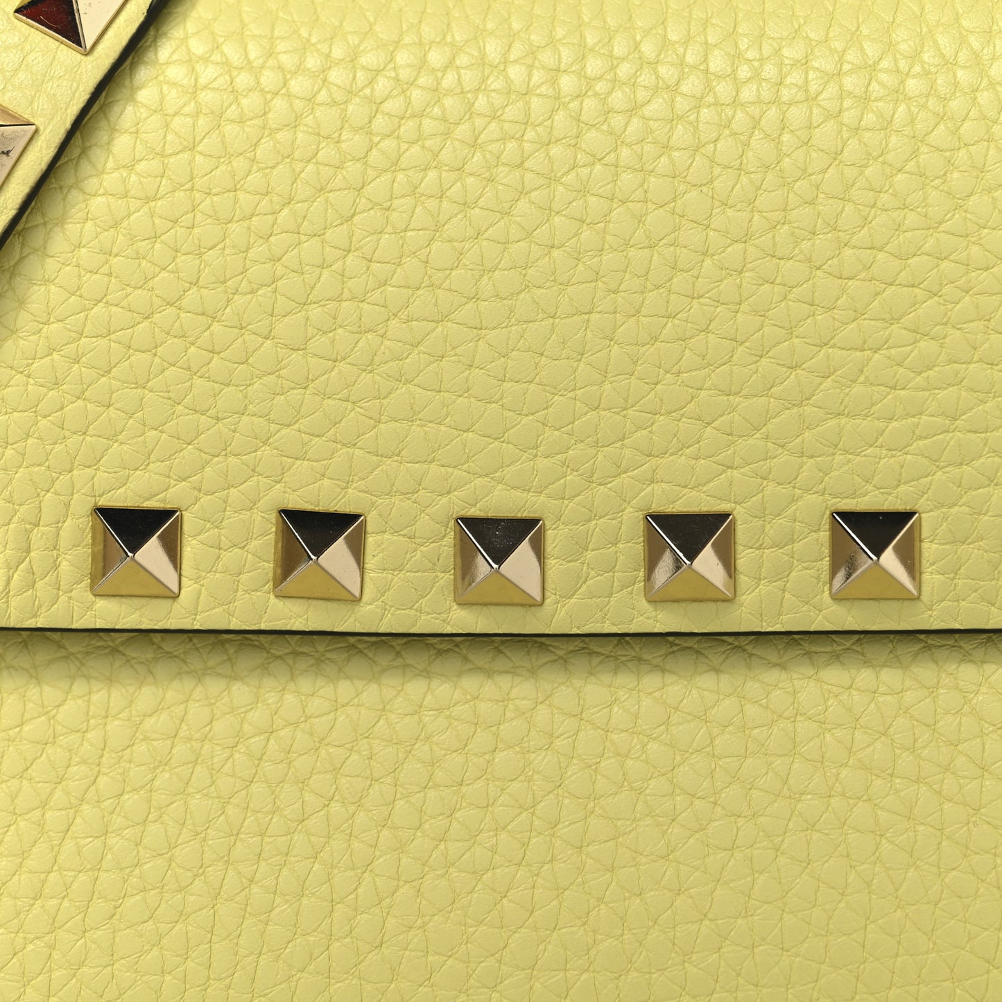 Grainy Calfskin Rockstud Crossbody Pouch Lime Sorbet