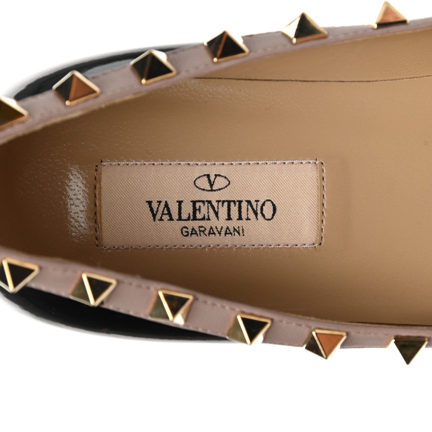 Valentino Garavani Patent Nappa Rockstud Ballerina Flats 36.5 Black Poudre 7 of 9
