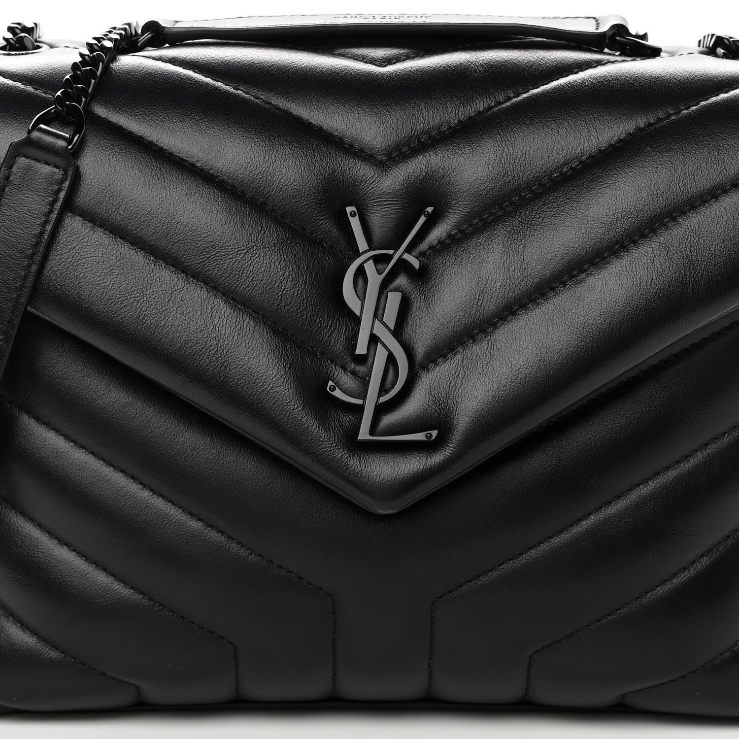 Saint Laurent Calfskin Y Quilted Monogram Monochrome Small Loulou Chain Satchel Black 7 of 12
