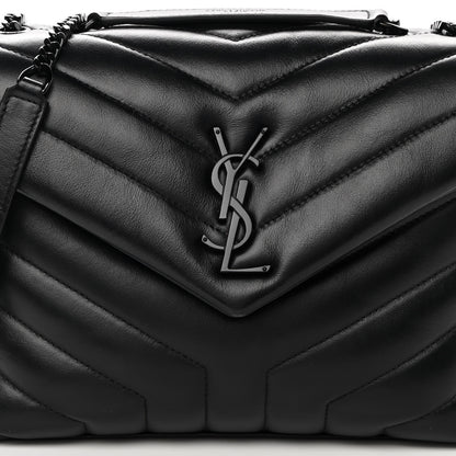 Saint Laurent Calfskin Y Quilted Monogram Monochrome Small Loulou Chain Satchel Black 7 of 12