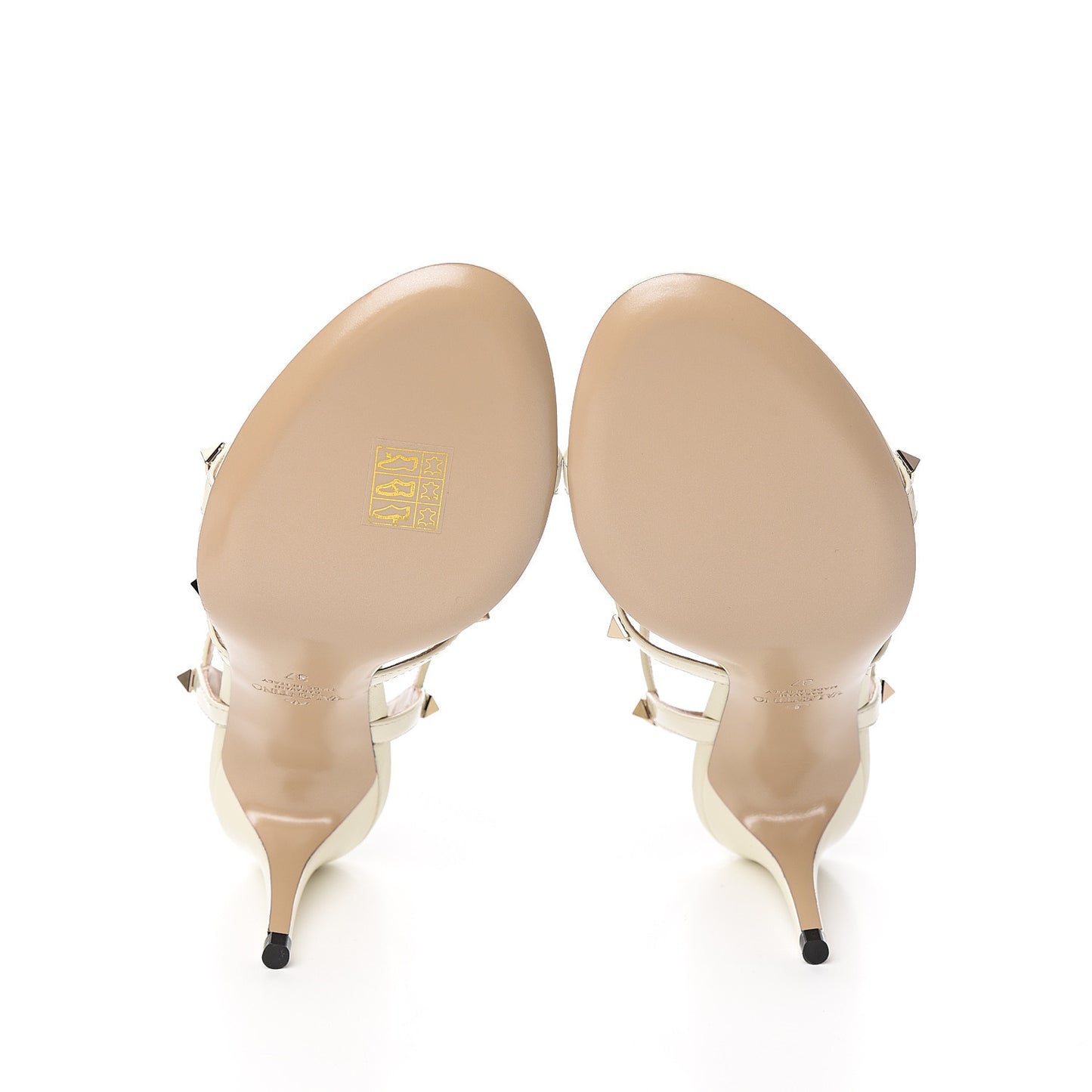 Patent Rockstud Gladiator 70mm Sandals 37 Light Ivory