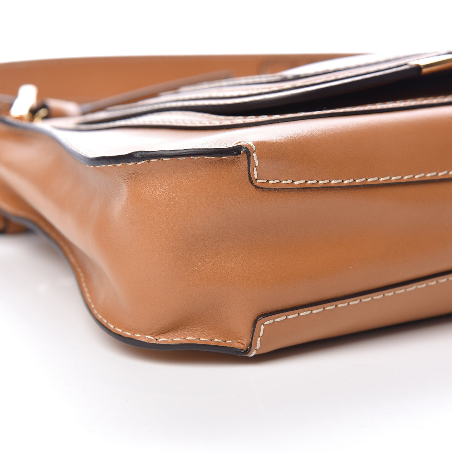 Shiny Calfskin Marcie Saddle Shoulder Bag Autumnal Brown