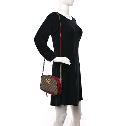 Gucci Monogram Azalea Calfskin Matelasse Diagonal Small GG Marmont Chain Shoulder Bag Beige Ebony New Cherry Red 3 of 14