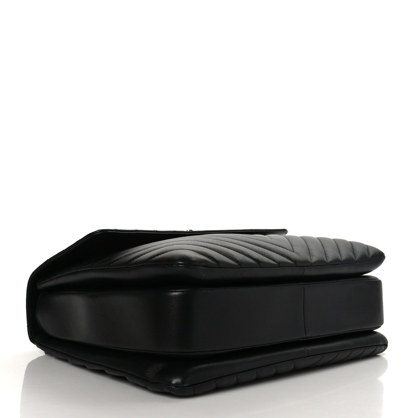 Lambskin Chevron Quilted Large Trendy CC Dual Handle Flap Bag Black