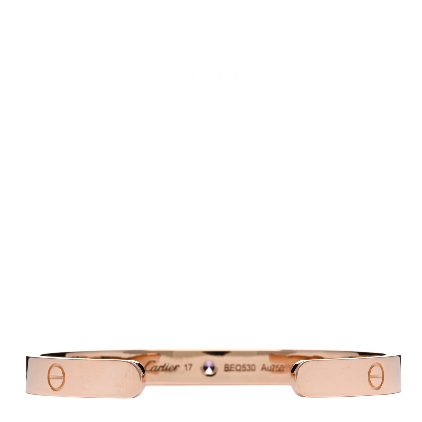 18K Pink Gold Pink Sapphire LOVE Cuff Bracelet 17