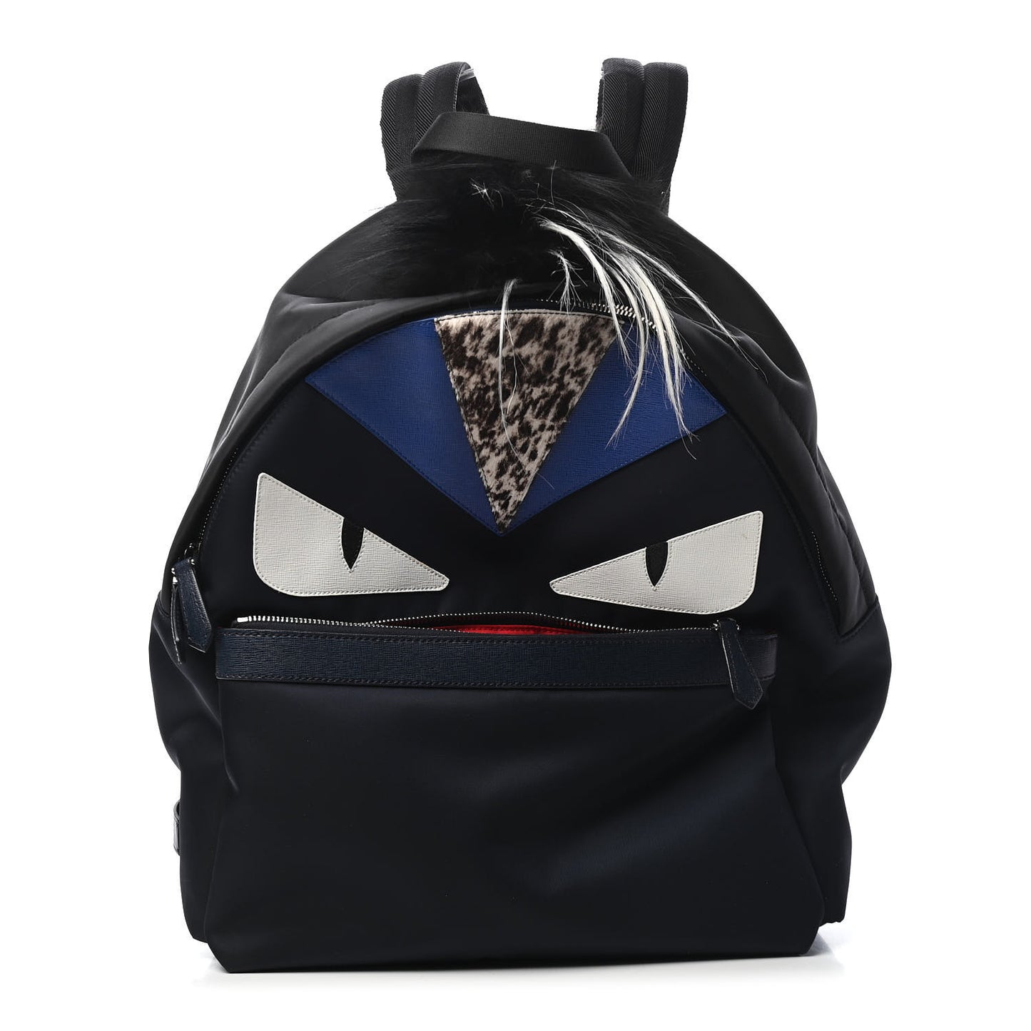 Nylon Vitello Fur Monster Backpack Black Multicolor