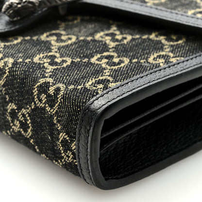 Gucci Jacquard Black Denim GG Monogram Mini Dionysus Chain Wallet Black Ivory 8 of 8