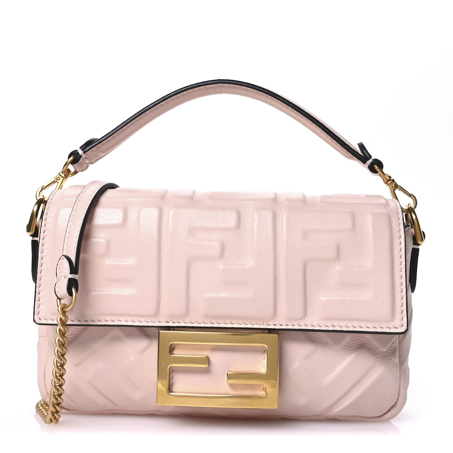 Nappa FF 1974 Embossed Mini Baguette Rosa Quarzo