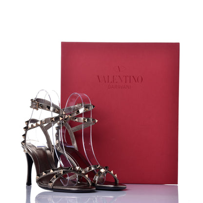 Valentino Garavani Metallic Nappa Rockstud Ankle Wrap 85mm Sandals 36 Sasso 8 of 8