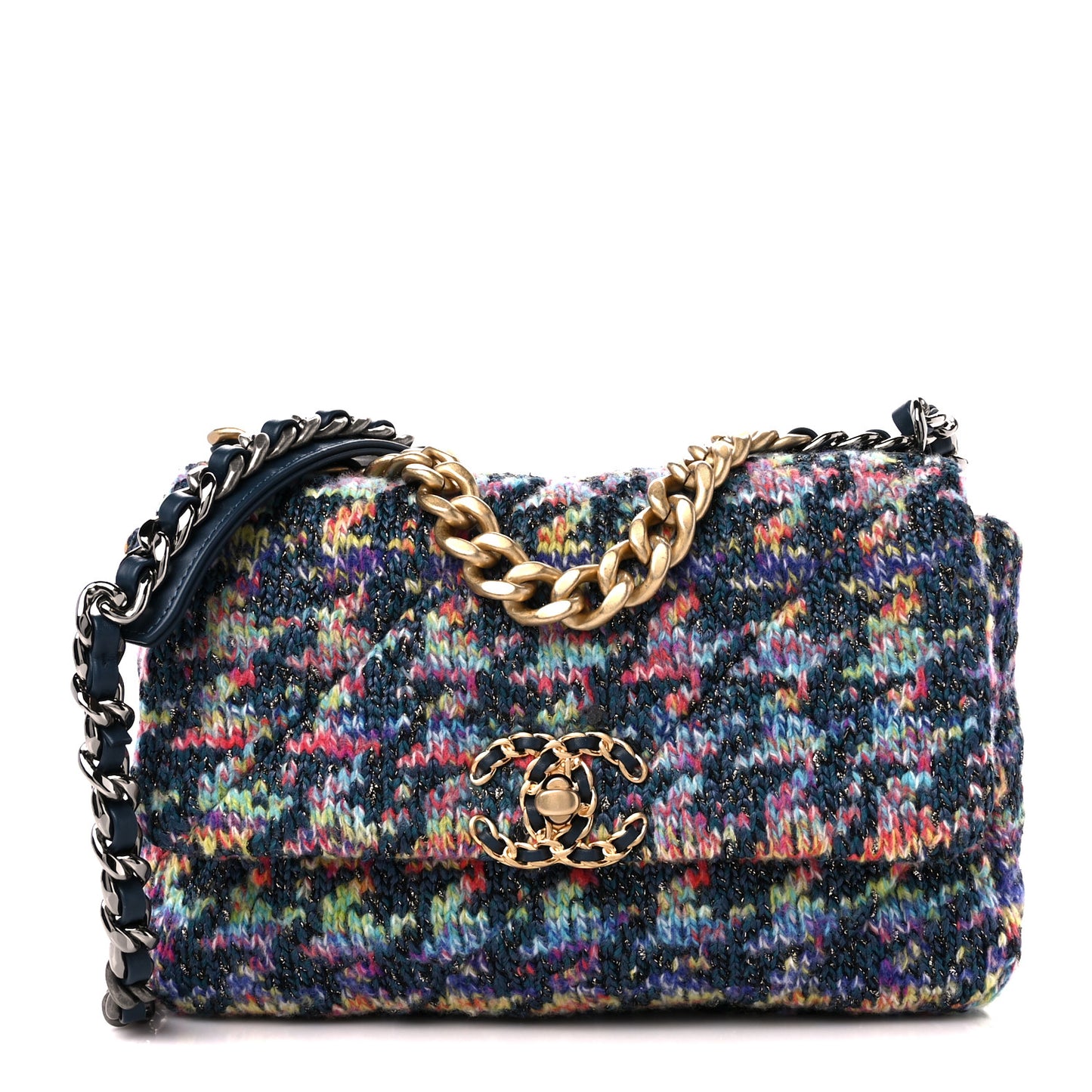 Tweed Quilted Medium Chanel 19 Flap Dark Multicolor