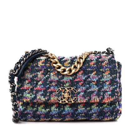 Chanel Tweed Quilted Medium Chanel 19 Flap Dark Multicolor 1 of 11