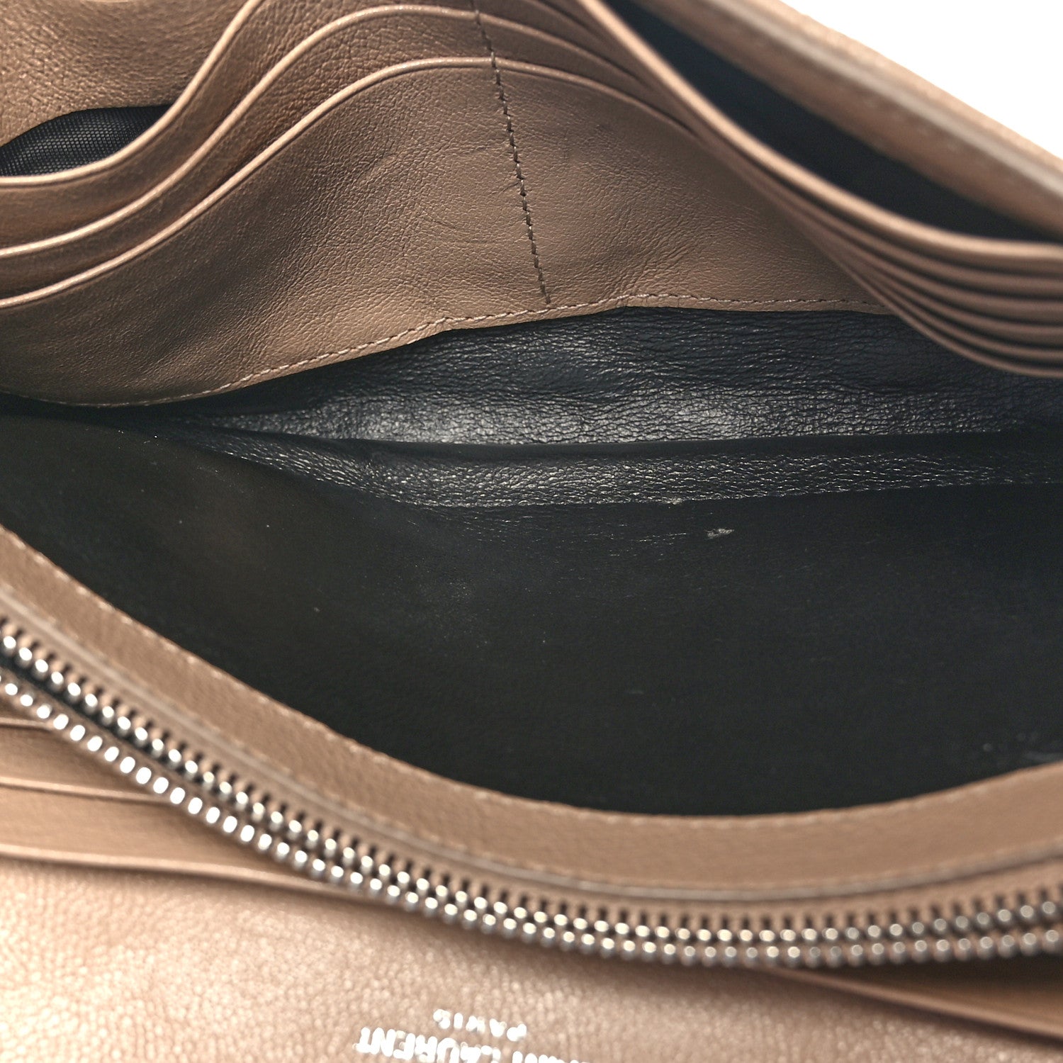 Saint Laurent Lambskin Diamond Quilted Becky Chain Wallet Gold Sand 5 of 10