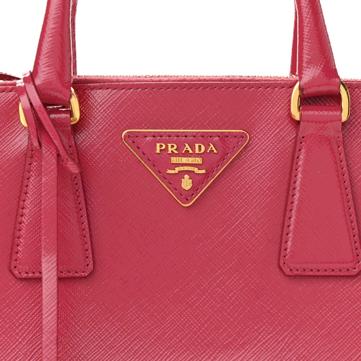 Prada Saffiano Vernice Small Promenade Tote Peonia 8 of 10