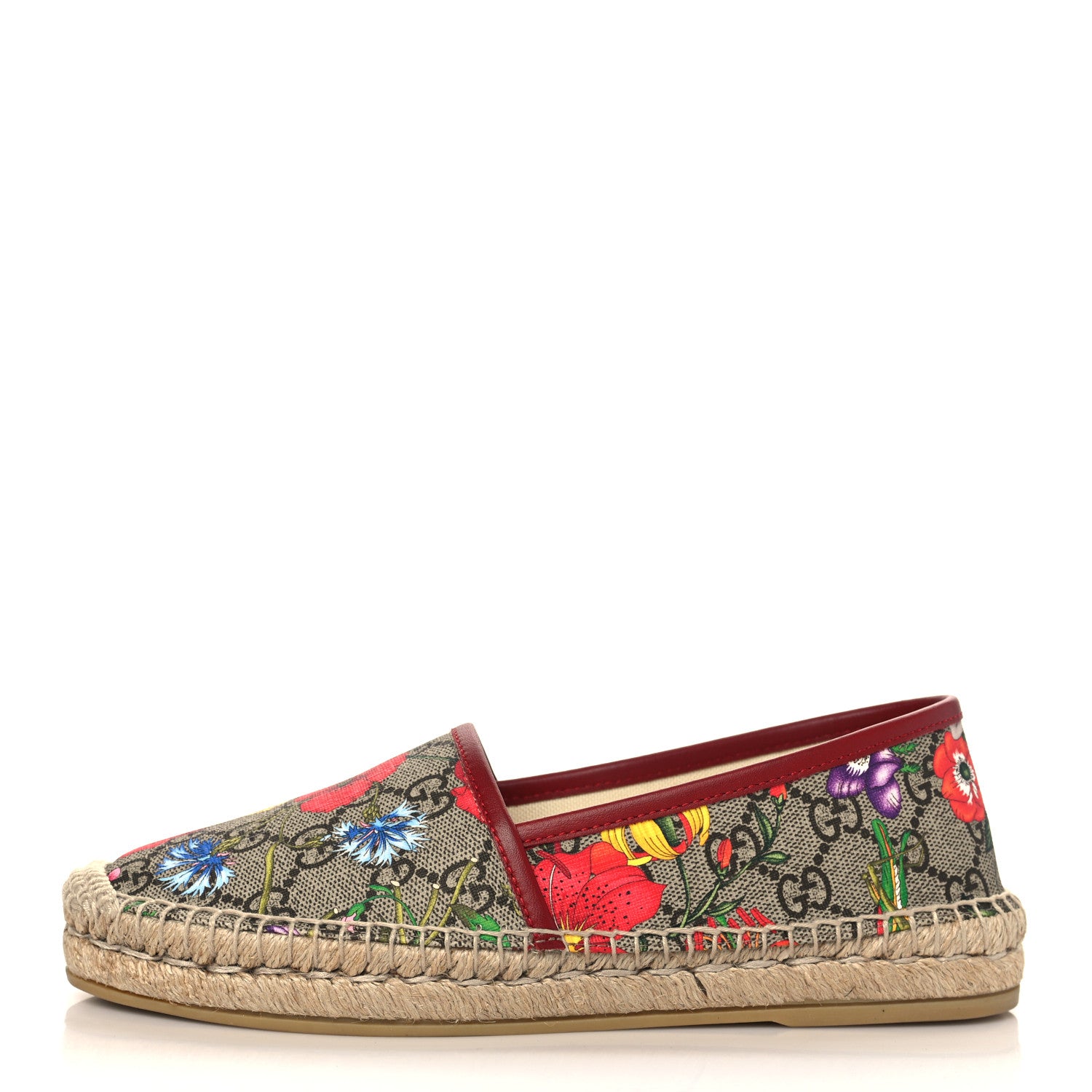 Gucci GG Supreme Monogram Tian Womens Espadrilles 37 Beige Multicolor Red 1 of 9