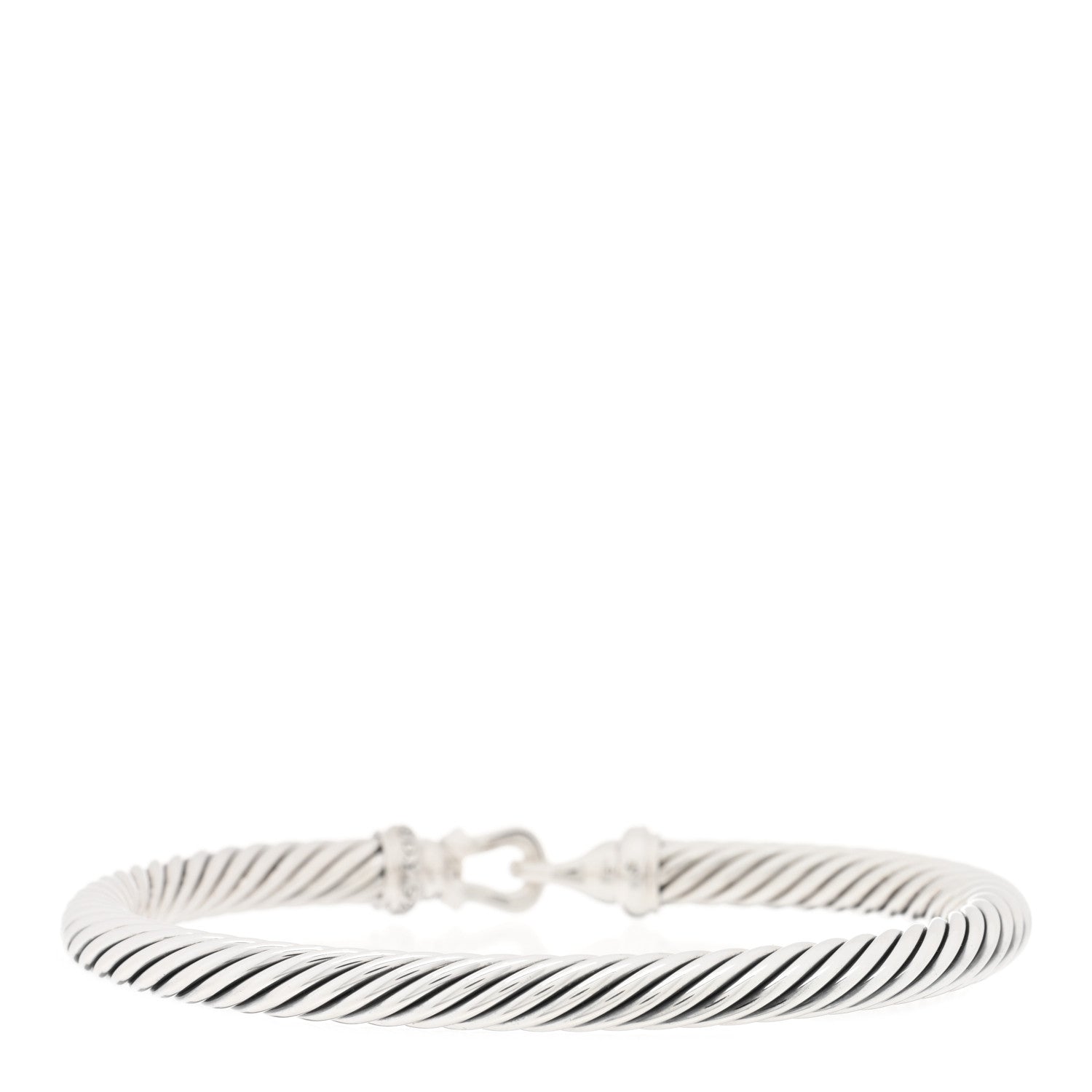 David Yurman Sterling Silver Diamond 5mm Cable Buckle Bracelet 2 of 3