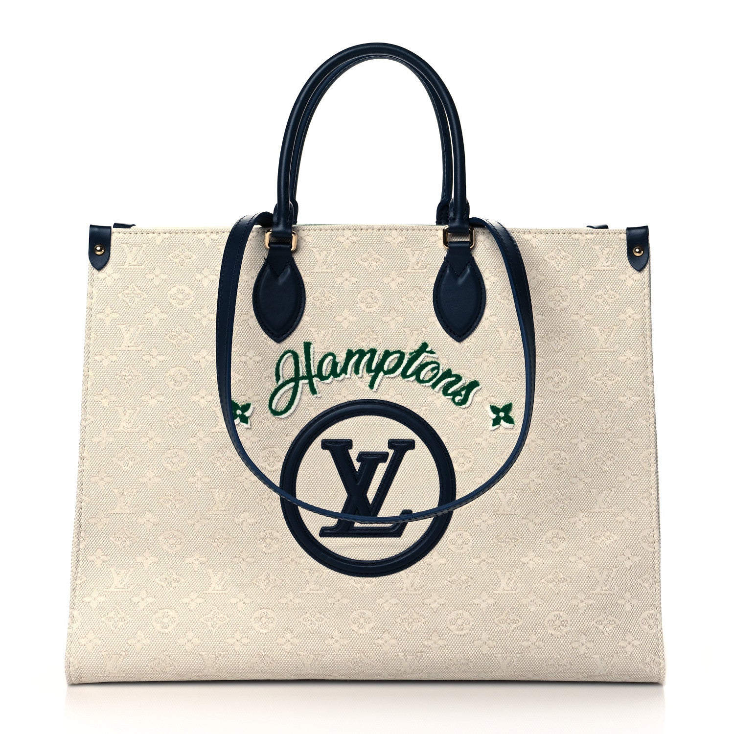 Louis Vuitton Jacquard Embroidered Tufted Monogram Hamptons Onthego GM Black 1 of 9
