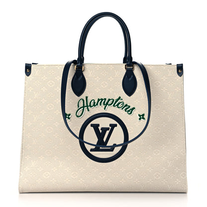 Louis Vuitton Jacquard Embroidered Tufted Monogram Hamptons Onthego GM Black 1 of 9