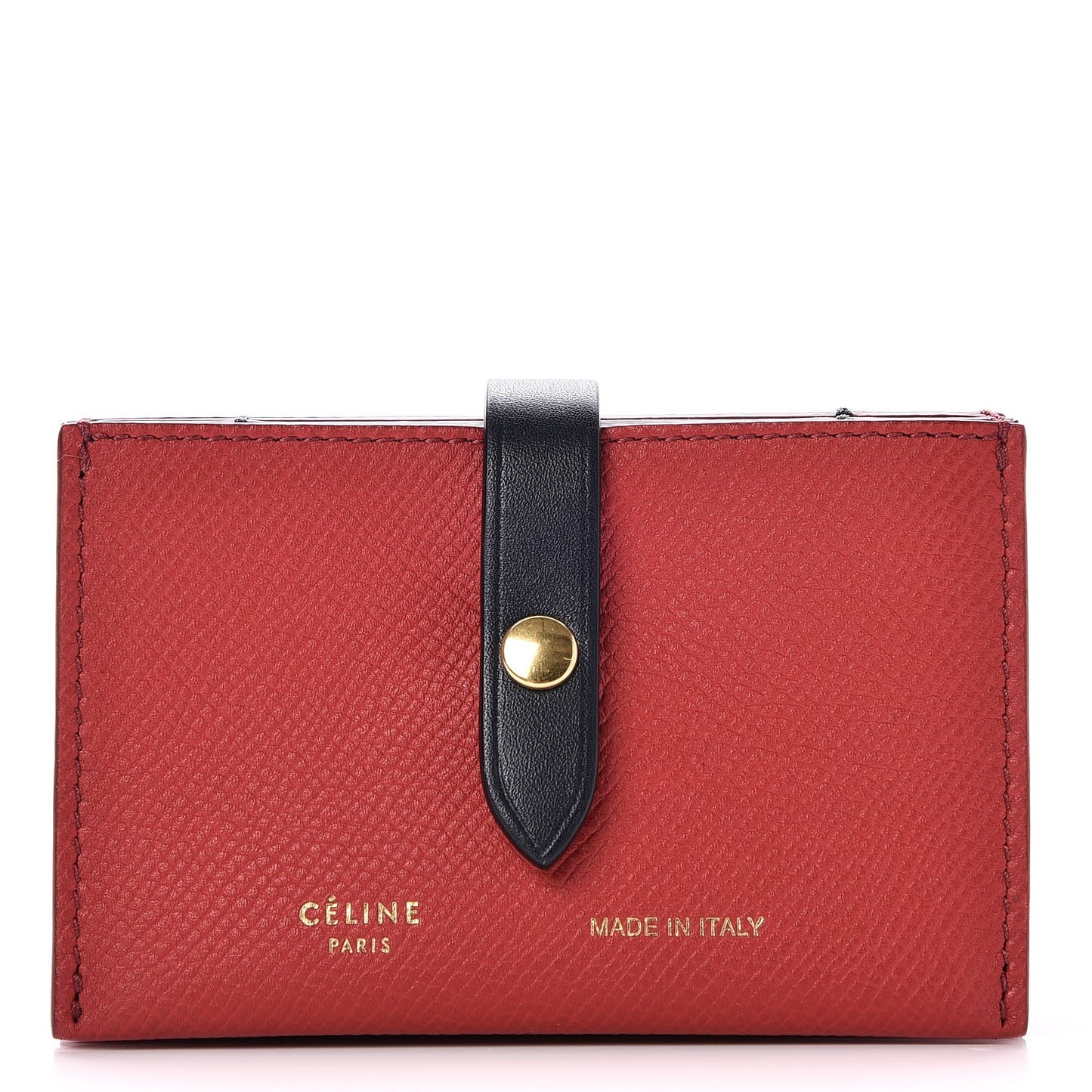 Grained Calfskin Strap Accordion Cardholder Coquelicot