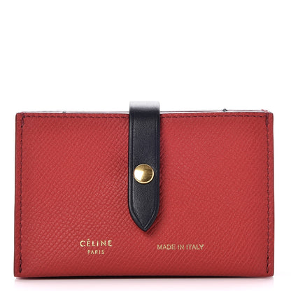 Celine Grained Calfskin Strap Accordion Cardholder Coquelicot 1 of 8