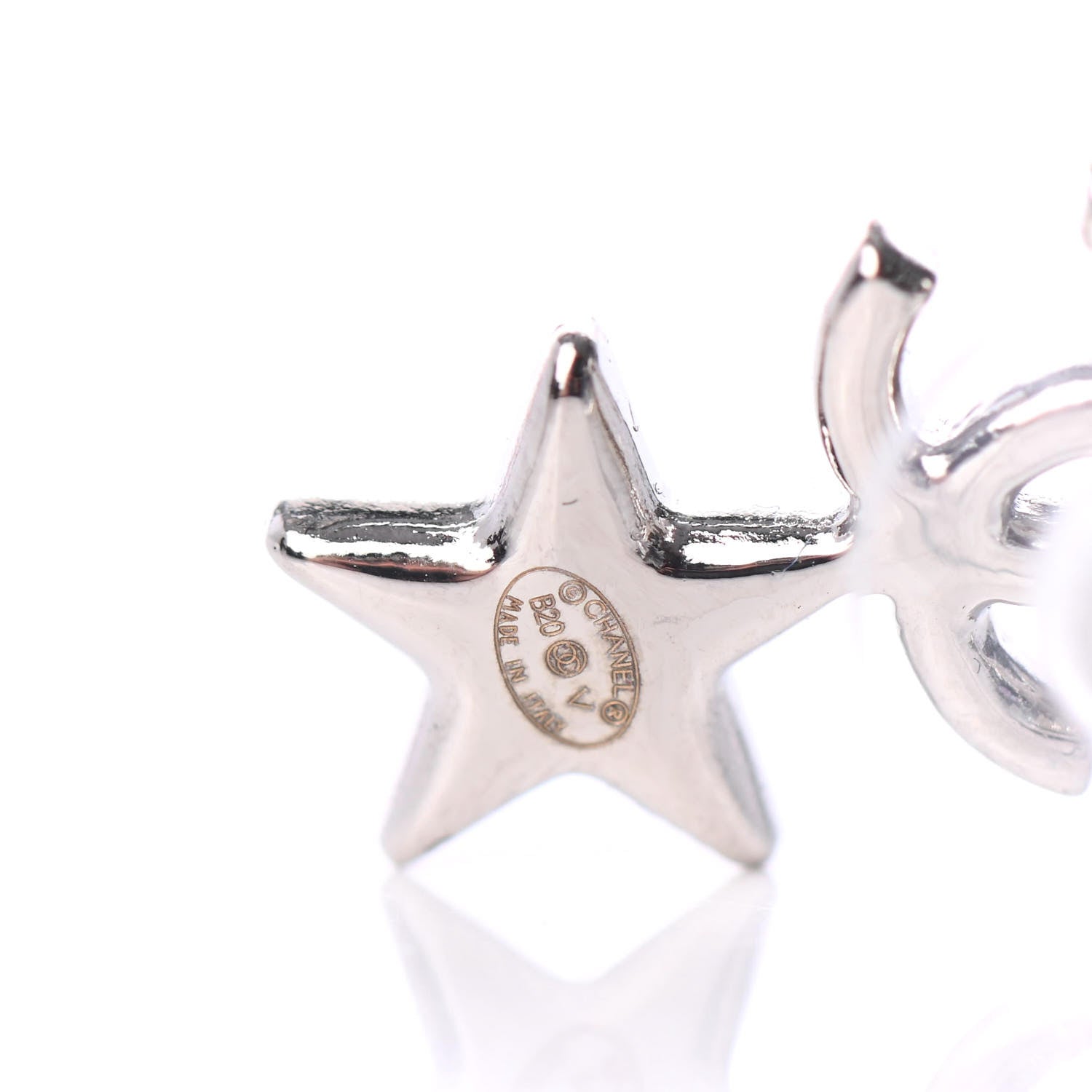 Chanel Crystal CC Star Earrings Silver 4 of 5