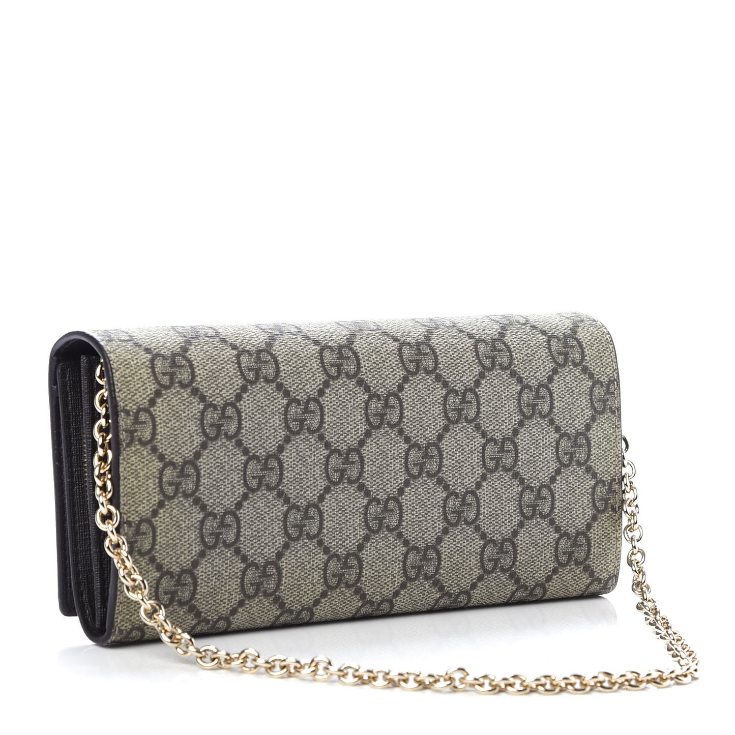 GG Plus Monogram GG Pierce Chain Clutch Wallet Beige Ebony Black
