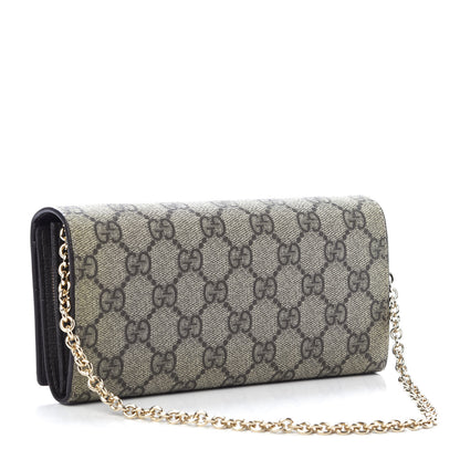 Gucci GG Plus Monogram GG Pierce Chain Clutch Wallet Beige Ebony Black 3 of 10
