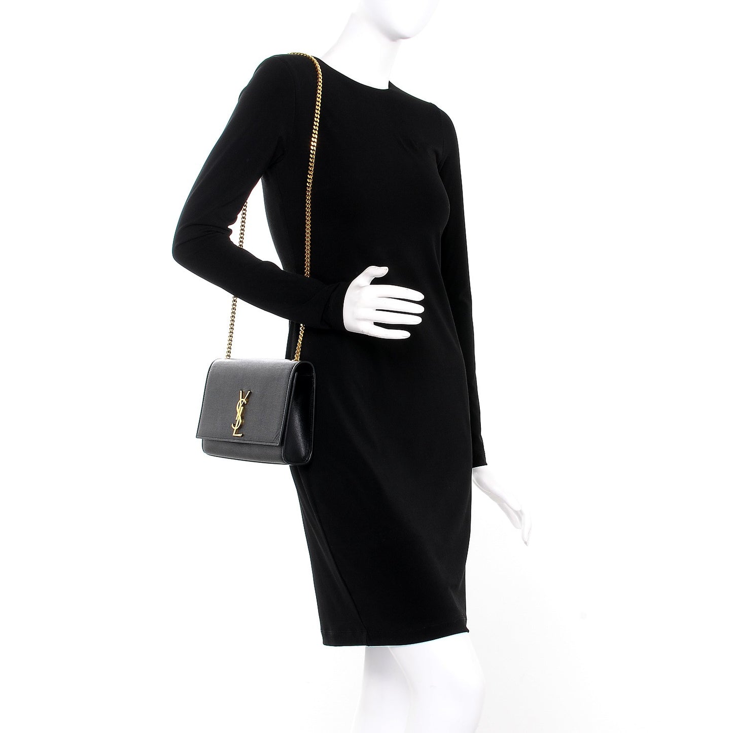 Grain De Poudre Medium Classic Monogram Kate Satchel Black