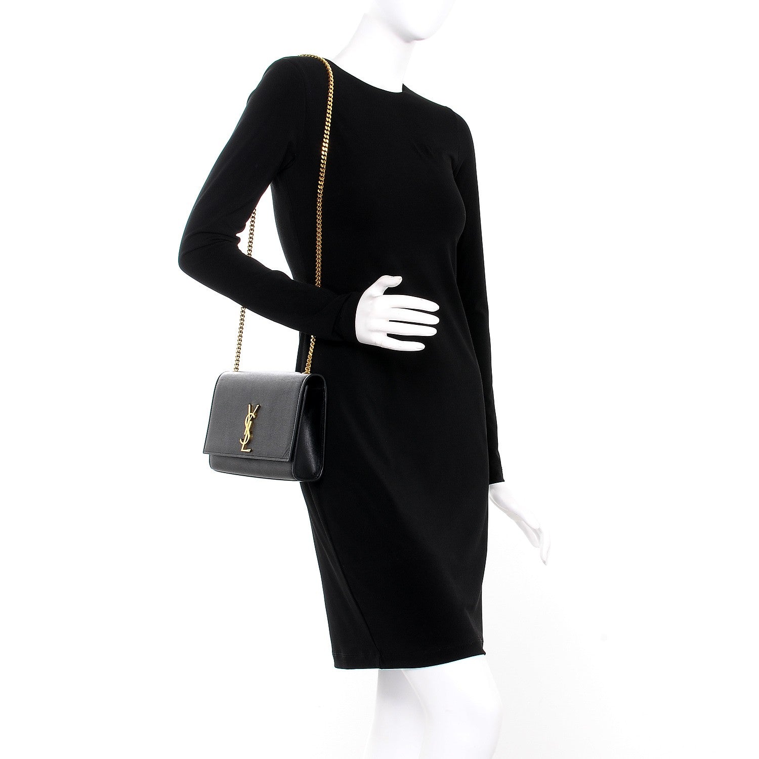 Saint Laurent Grain De Poudre Medium Classic Monogram Kate Satchel Black 2 of 11